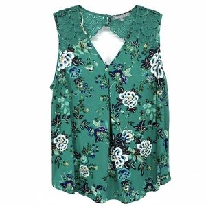 Daniel Rainn Green Floral Lace Tunic Tank Top 3X